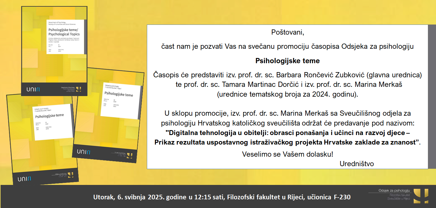 Pozivnica promocija Psihologijskih tema 2025